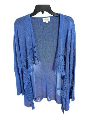 Arianna by Howards Cornflower Blue Open Knit Waterfall Cardigan -One Size